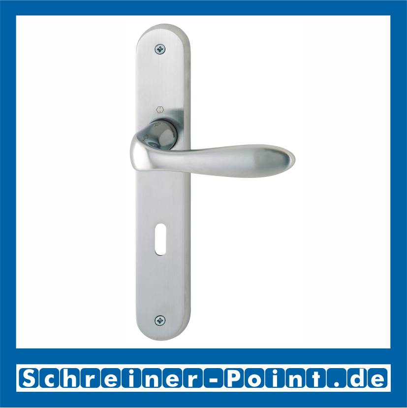 Hoppe Genova Langschild-Garnitur F45-R satiniert/poliert verchromt, M1535/265, 2803561, 2670454, 2803595, 2804803, 2522398, 2804838